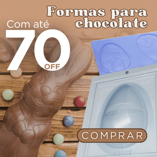 Formas para ovos de páscoa com até 70% de desconto, é só aqui na Maria Chocolate!