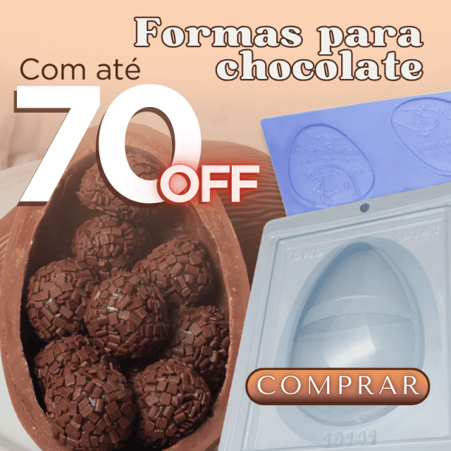 Formas para ovos de páscoa com até 70% de desconto, é só aqui na Maria Chocolate!