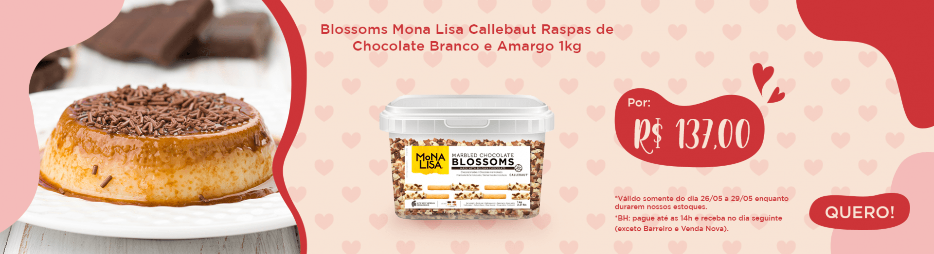 Blossoms Mona Lisa Callebaut Raspas de Chocolate Branco e Amargo 1kg