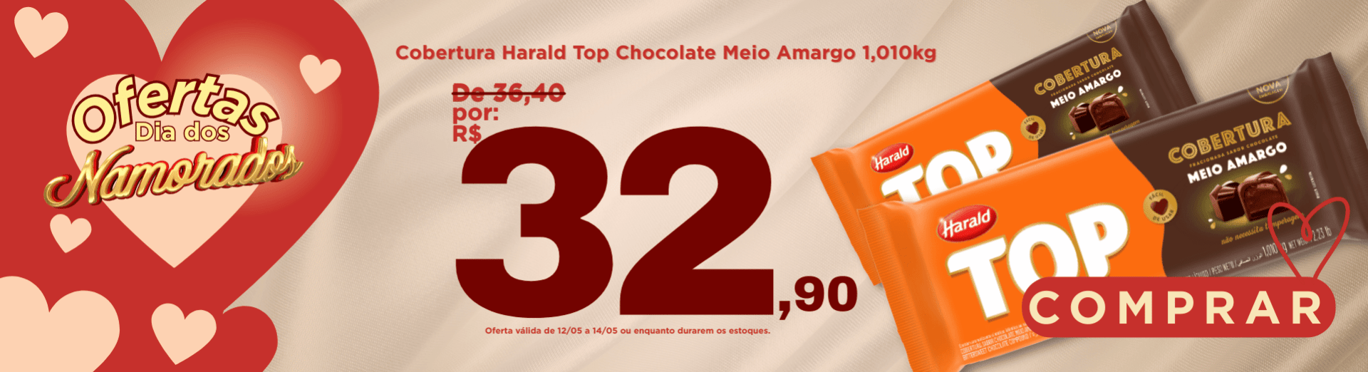 12 a 14/05 Cobertura Harald Top Chocolate Meio Amargo 1,010kg