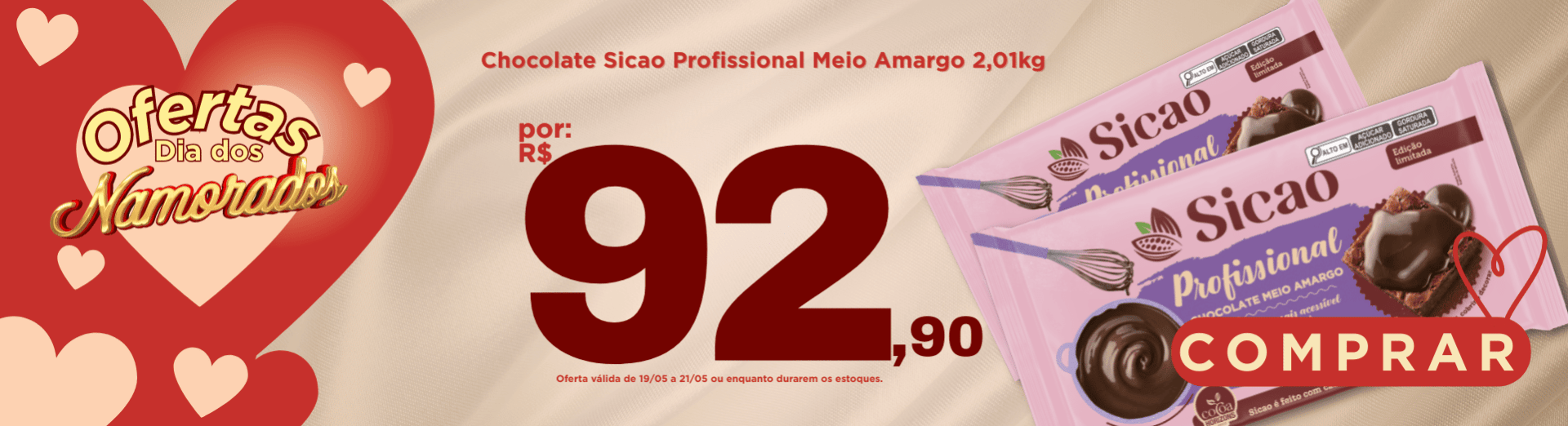 19 a 21/05 Chocolate Sicao Profissional Meio Amargo 2,01kg