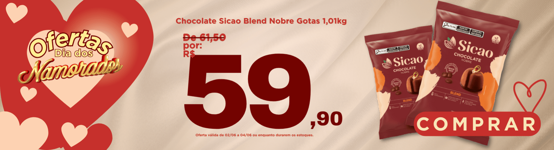 02  a04/06 Chocolate Sicao Blend Nobre Gotas 1,01kg