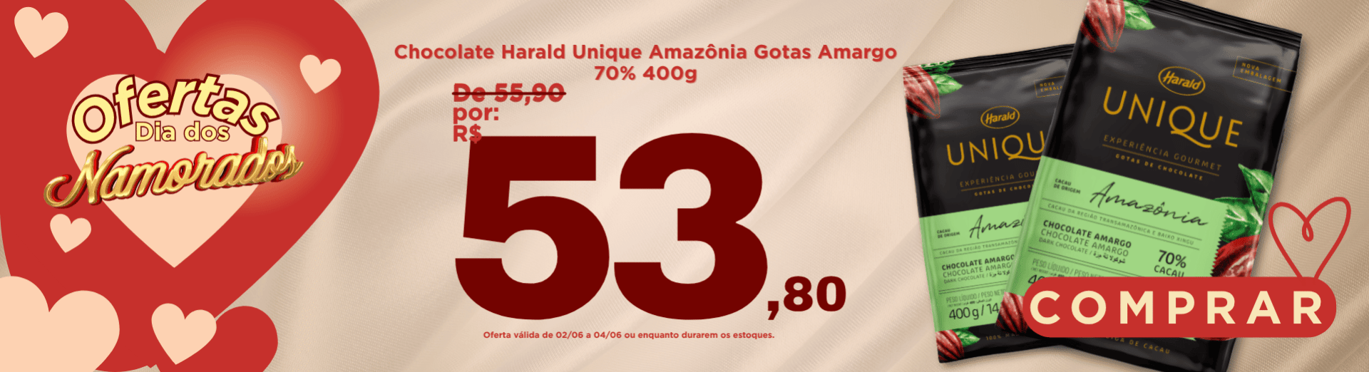 02 a 04/06 Chocolate Harald Unique Amazônia Gotas Amargo 70% 400g