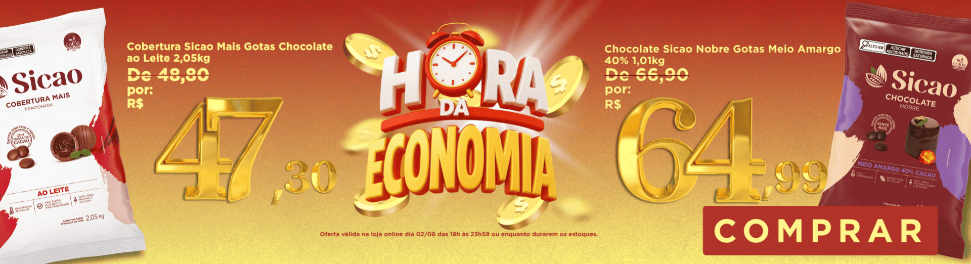 02/06 LIVE - Choc meio amargo 1kg Sicao e cobert. choc. ao leite 2,05kg