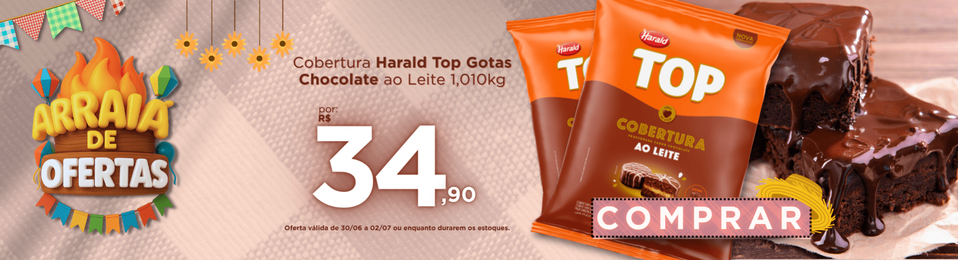 30 a 02/07 Cobertura Harald Top Gotas Chocolate ao Leite 1,010kg