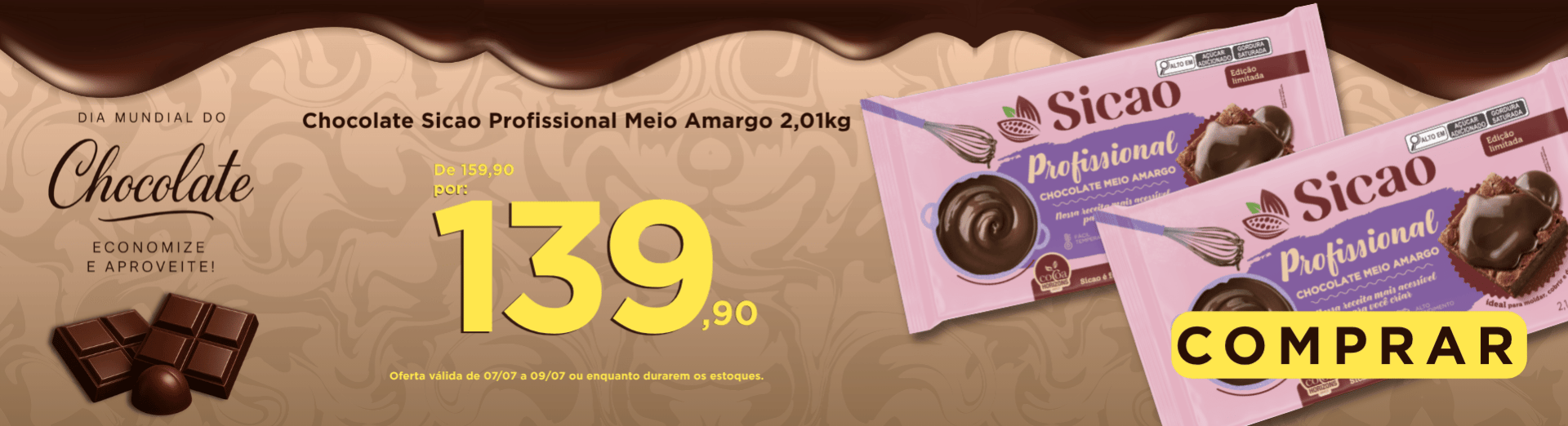 07 a 09/07 Chocolate Sicao Profissional Meio Amargo 2,01kg