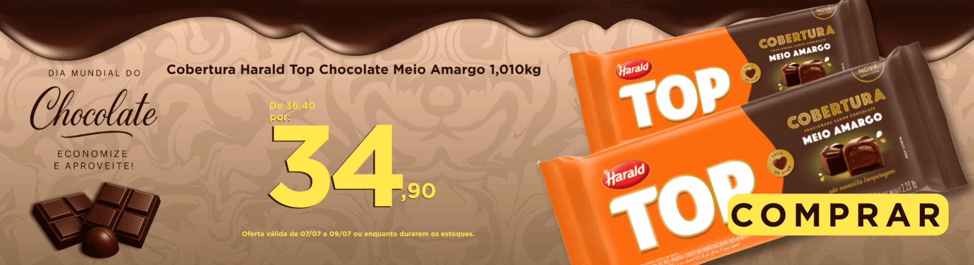 07 a 09/07 Cobertura Harald Top Chocolate Meio Amargo 1,010kg