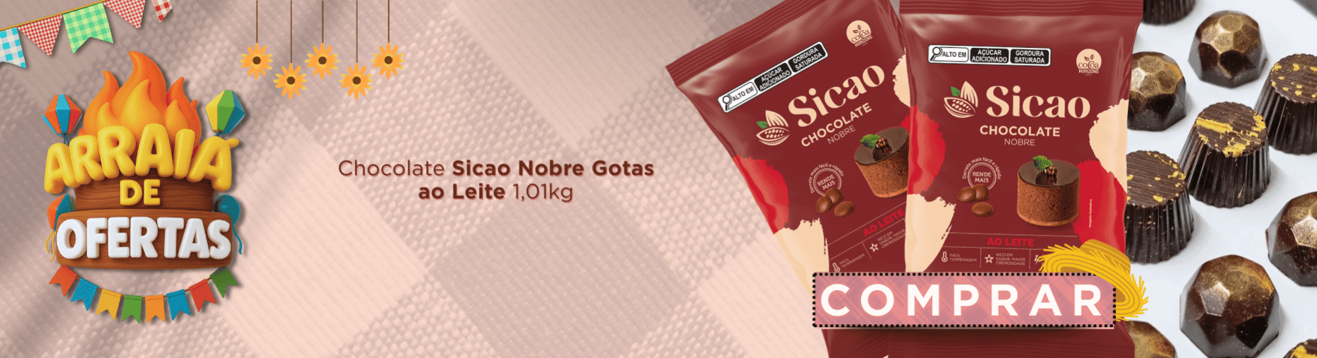 14 a 16/07Chocolate Sicao Nobre Gotas ao Leite 1,01kg