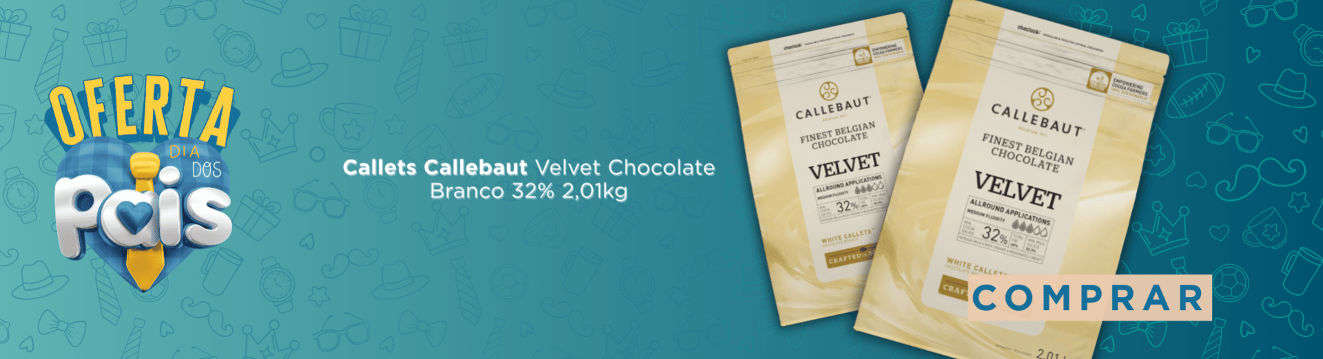 24 a 27/07 Callets Callebaut Velvet Chocolate Branco 32% 2,01kg