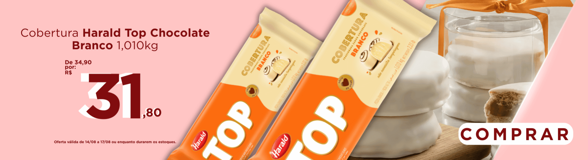 14 a 17/08 Cobertura Harald Top Chocolate Branco 1,010kg