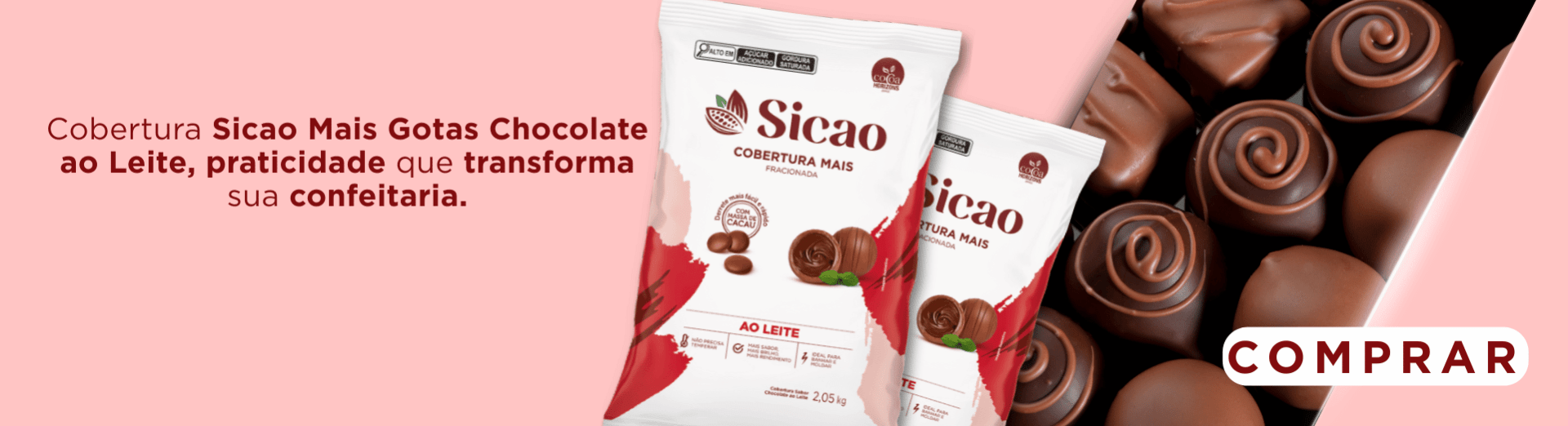 Cobertura Sicao Mais Gotas Chocolate ao Leite 2,05kg