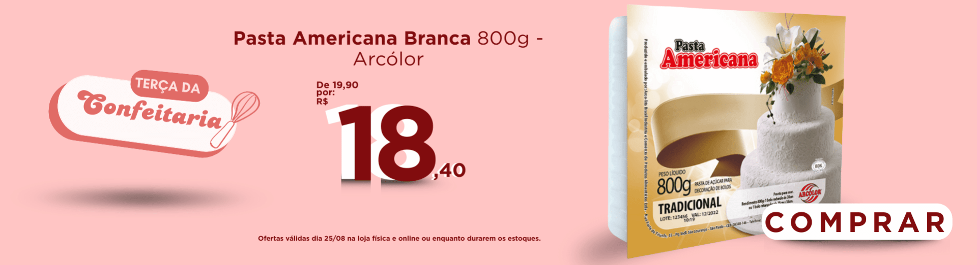 Pasta Americana Branca 800g - Arcólor