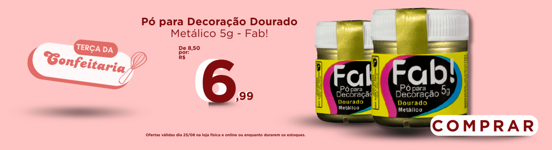 Pó para Decoração Dourado Metálico 5g - Fab