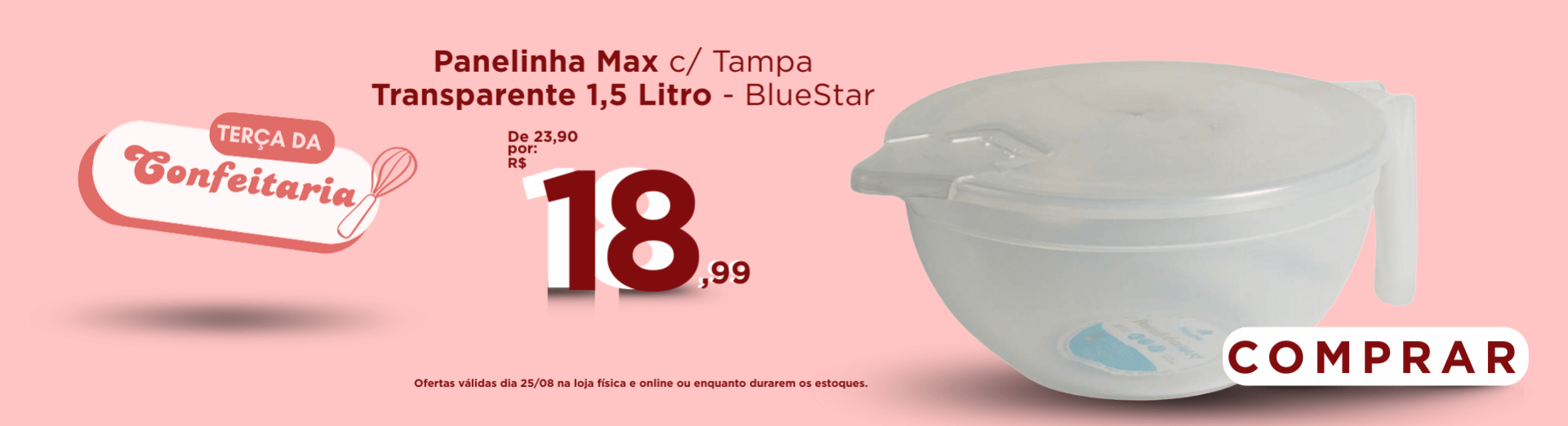 Panelinha Max c/ Tampa Transparente 1,5 Litro - BlueStar