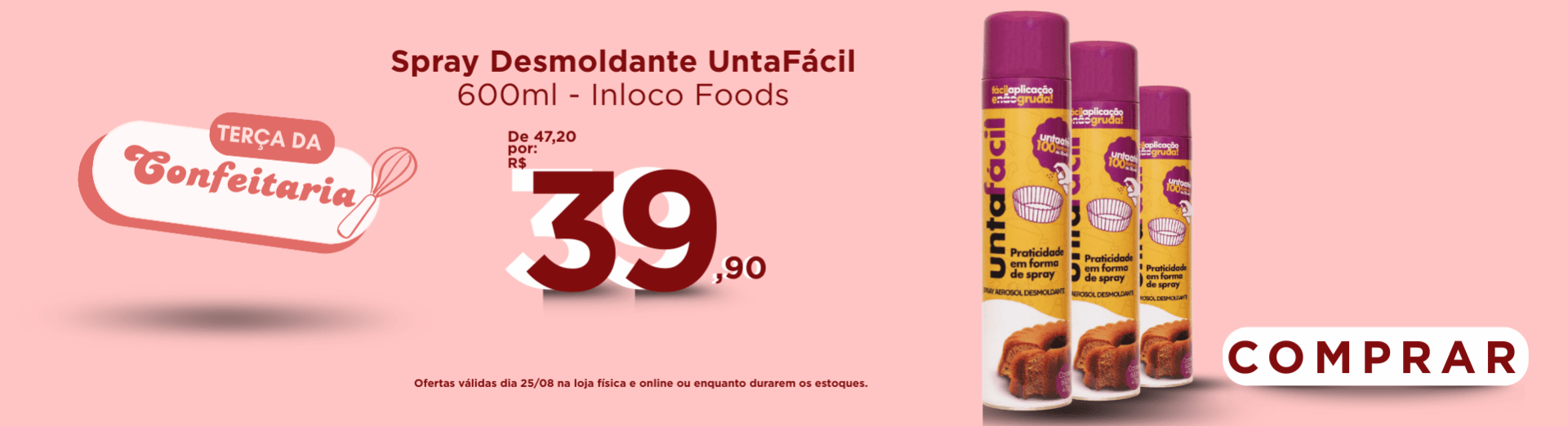 Spray Desmoldante UntaFácil 600ml - Inloco Foods