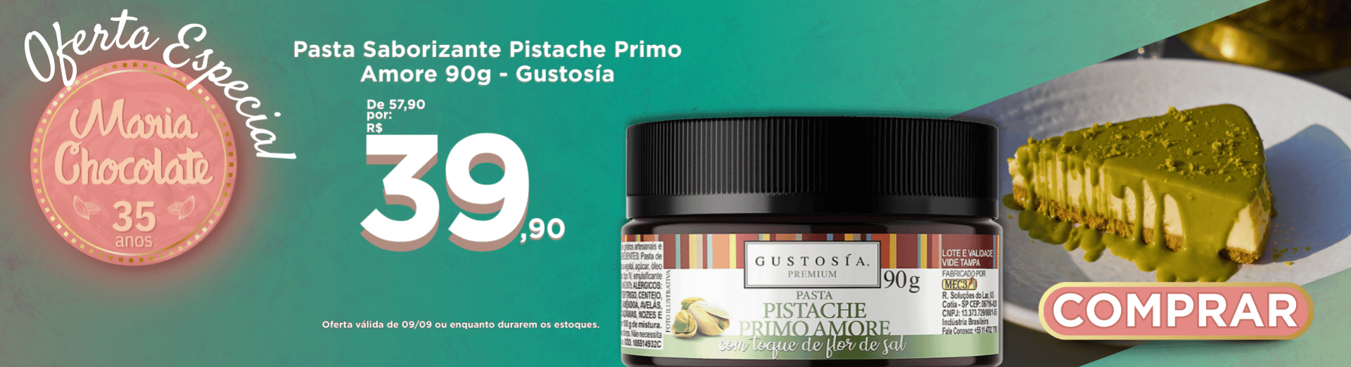 Oferta especial 09/09-Pasta Saborizante Pistache Primo Amore 90g - Gustosía Premium