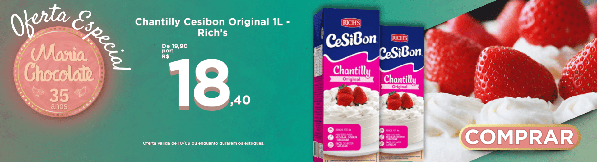 Oferta especial 10/09- Chantilly Cesibon Original 1L - Rich’s