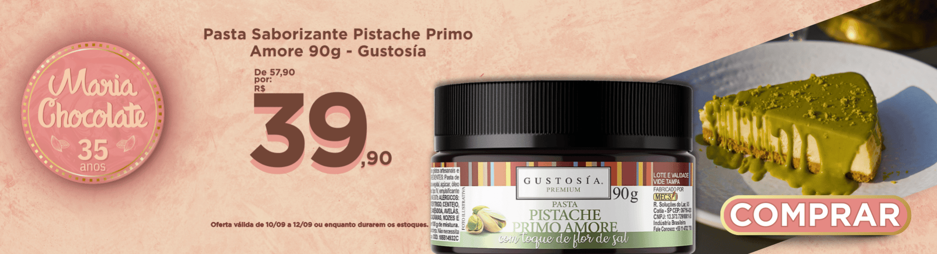 Pasta Saborizante Pistache Primo Amore 90g - Gustosía Premium
