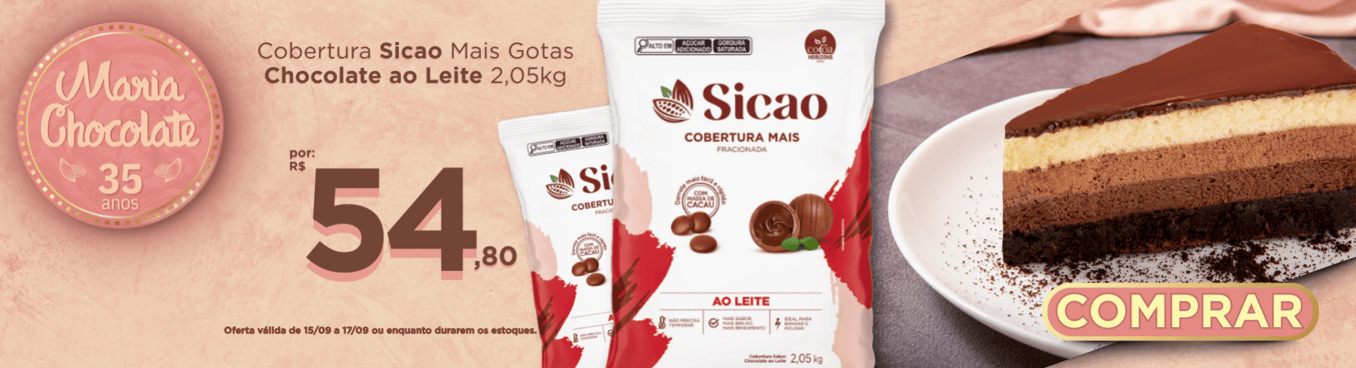 Cobertura Sicao Mais Gotas Chocolate ao Leite 2,05kg