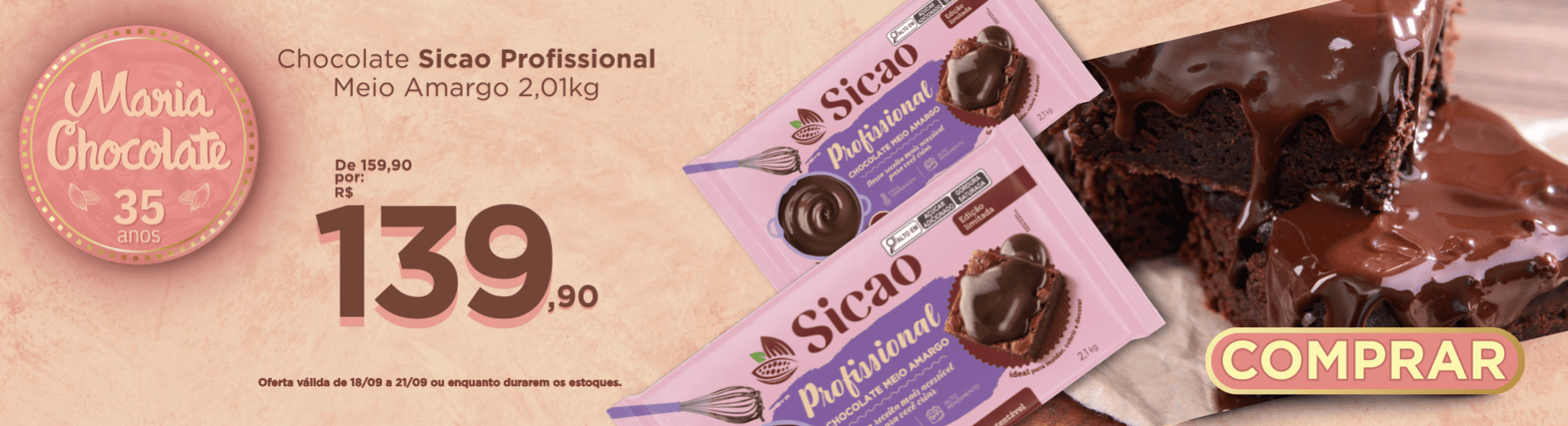 Chocolate Sicao Profissional Meio Amargo