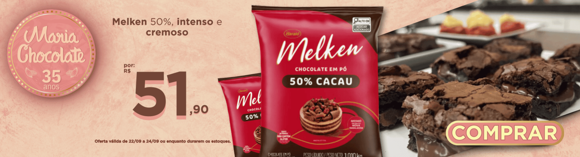 Chocolate em Pó 50% Cacau 1,010kg - Harald