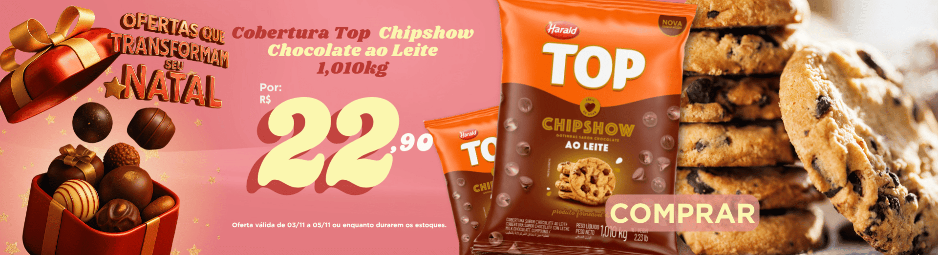 03 a 05/11 Cobertura Harald Top Gotas Chipshow Chocolate ao Leite 1,010kg