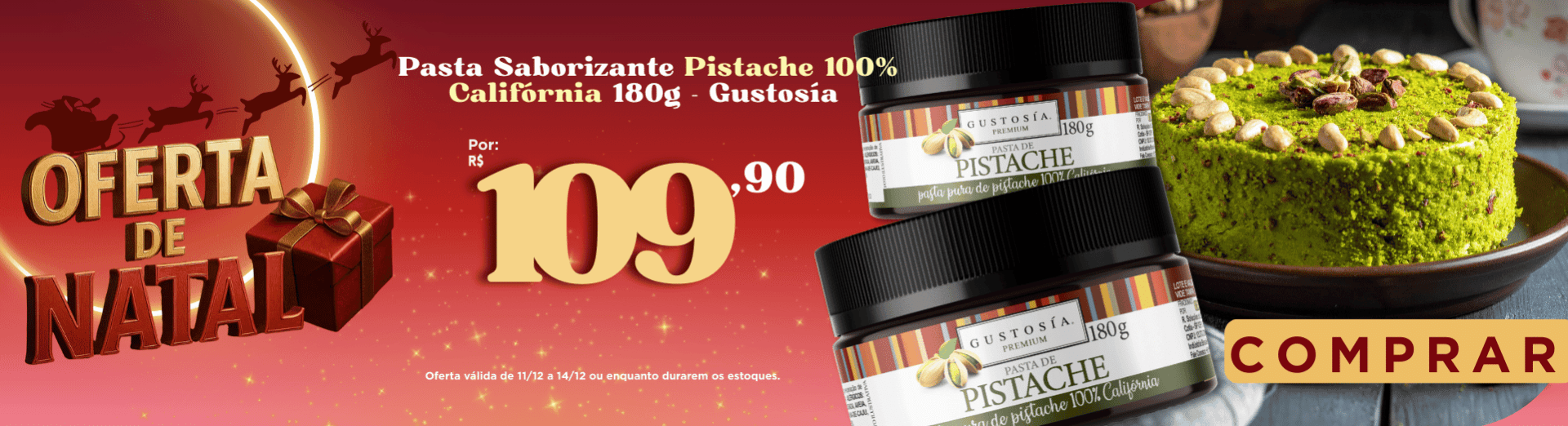 Pasta Saborizante Pistache 100% Califórnia 180g - Gustosía Premium