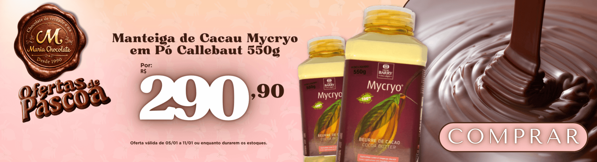 Manteiga de Cacau Mycryo em Pó Callebaut 550g