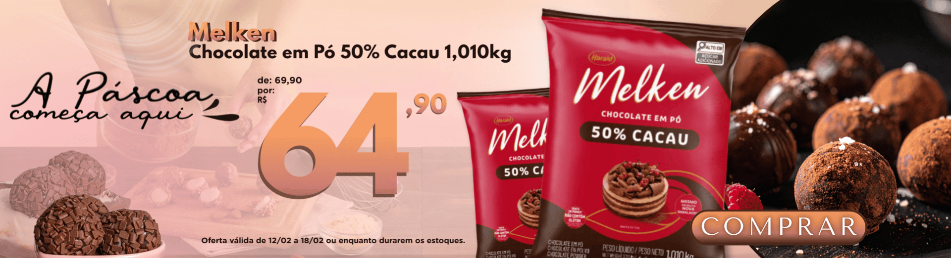 Chocolate em Pó 50% Cacau 1,010kg