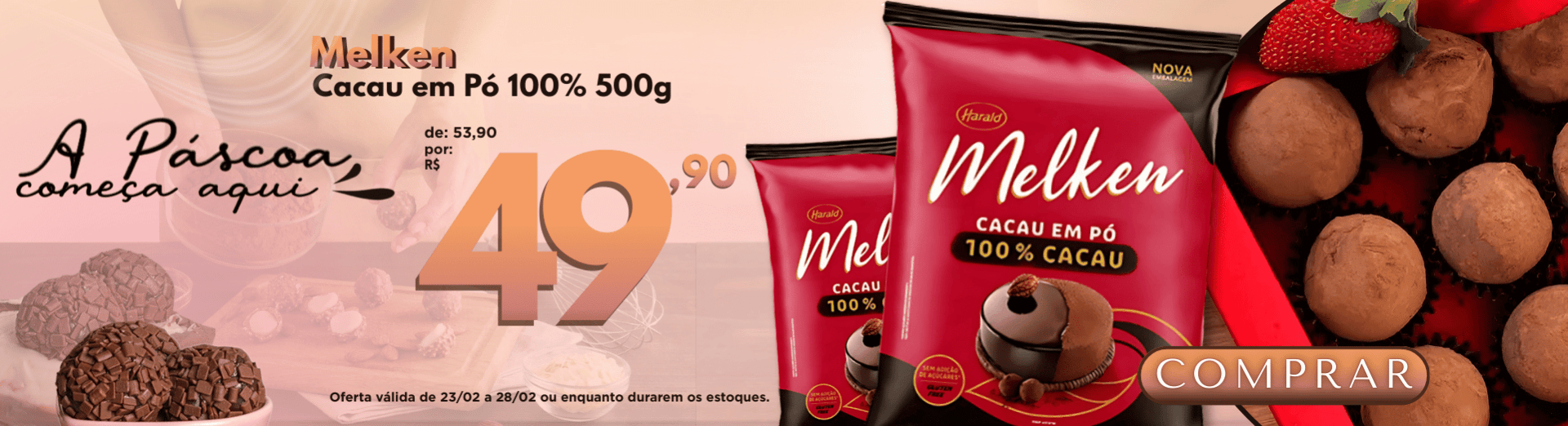 Cacau em Pó Melken 100% 500g