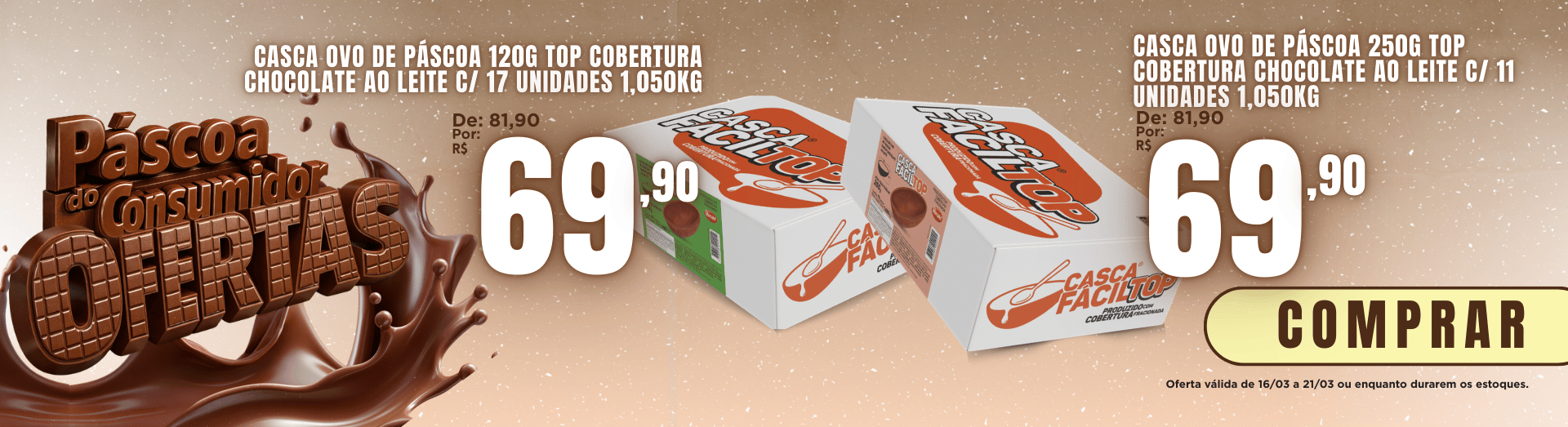 Cascas para ovos de páscoa