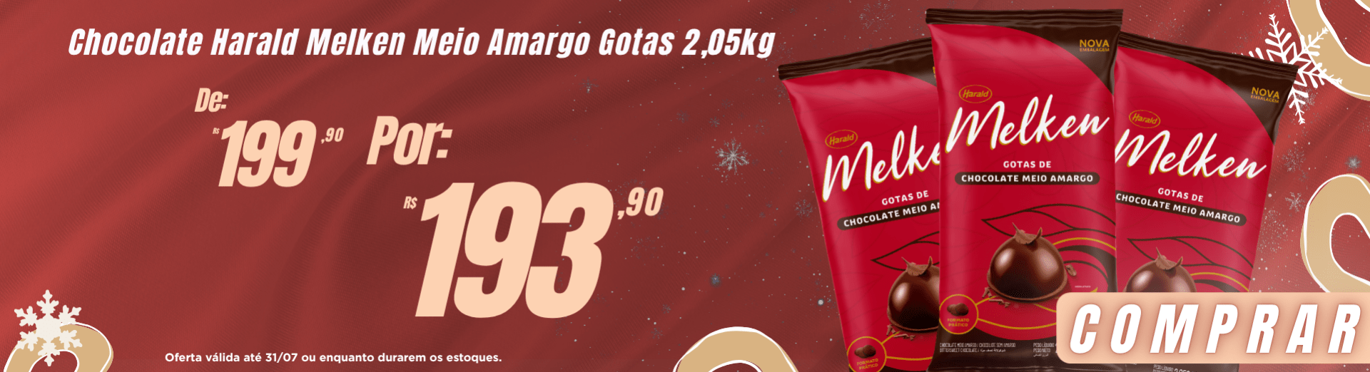 Chocolate Harald Melken Meio Amargo Gotas 2,05kg