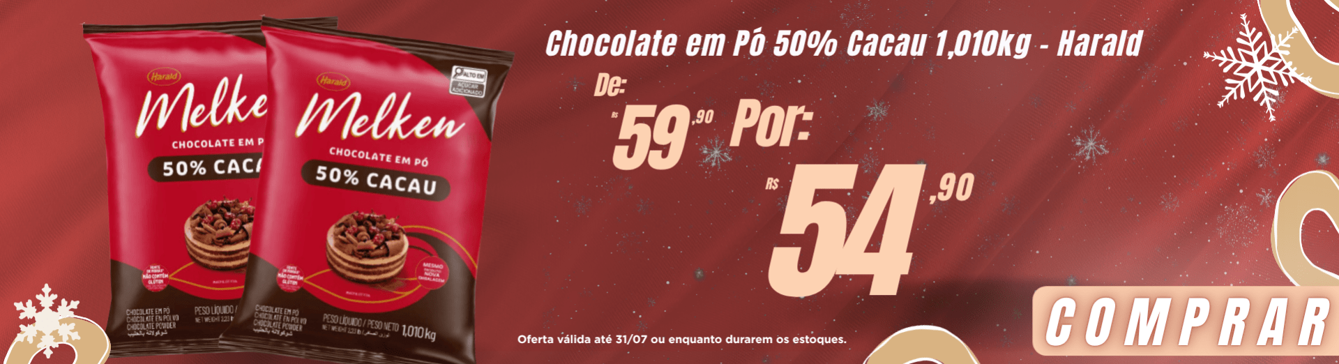 Chocolate em Pó 50% Cacau 1,010kg - Harald
