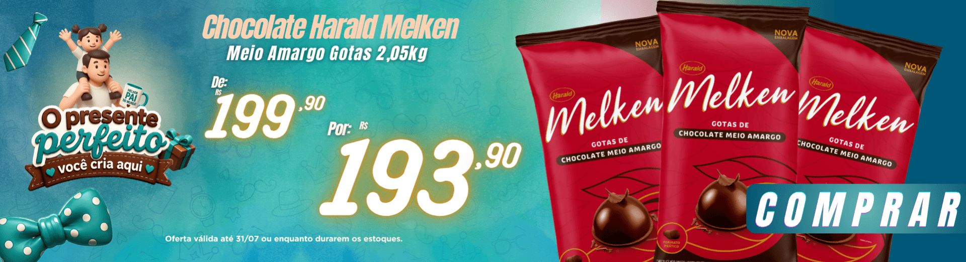 Chocolate Harald Melken Meio Amargo Gotas 2,05kg