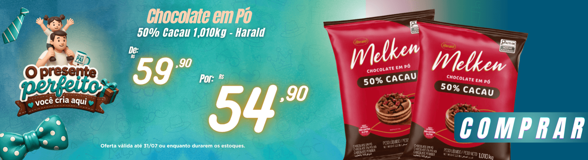 Chocolate em Pó 50% Cacau 1,010kg - Harald