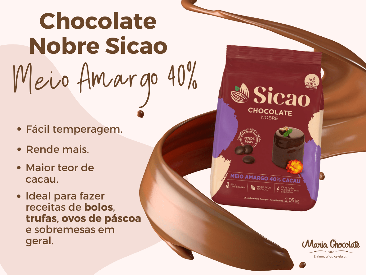 Chocolate Sicao Nobre Gotas Meio Amargo 40% 2,05kg