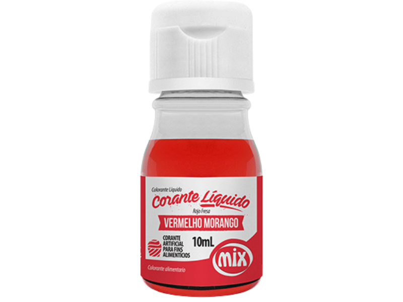 Corante Líquido Vermelho Morango 10ml - Mix