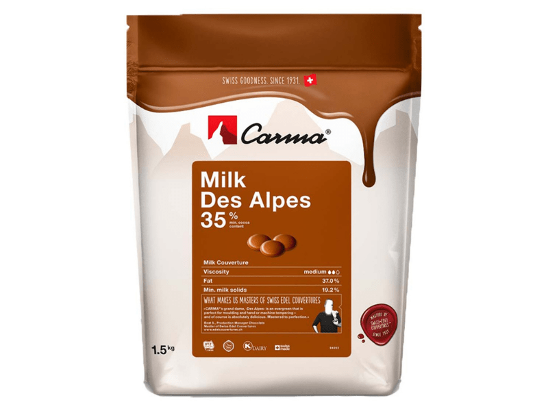 Callets Carma Chocolate ao Leite Des Alpes 35% 1,5kg