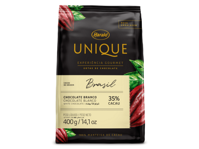 Chocolate Harald Unique Brasil Gotas Branco 35% 400g