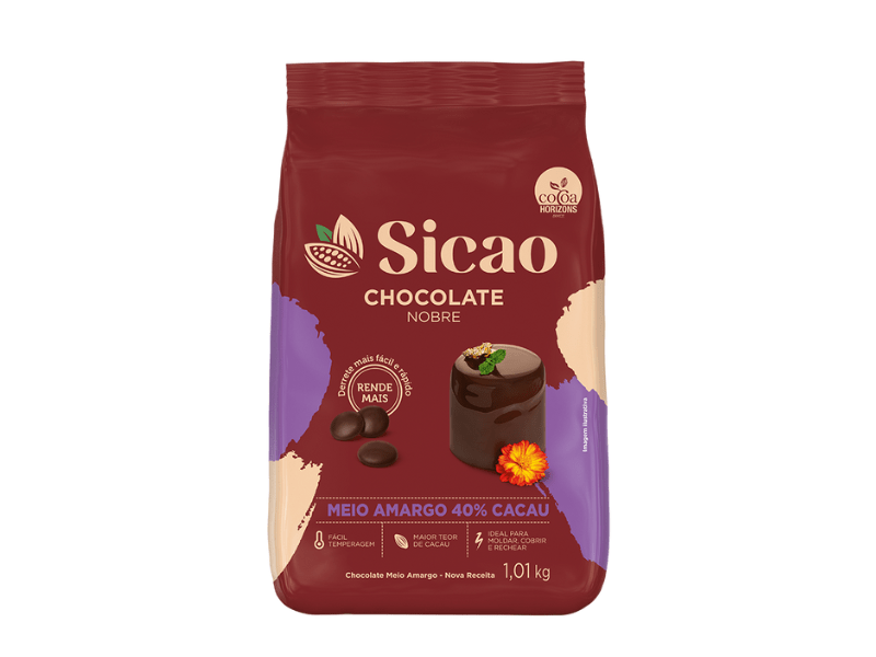  Chocolate Sicao Nobre Gotas Meio Amargo 40% 1,01kg
