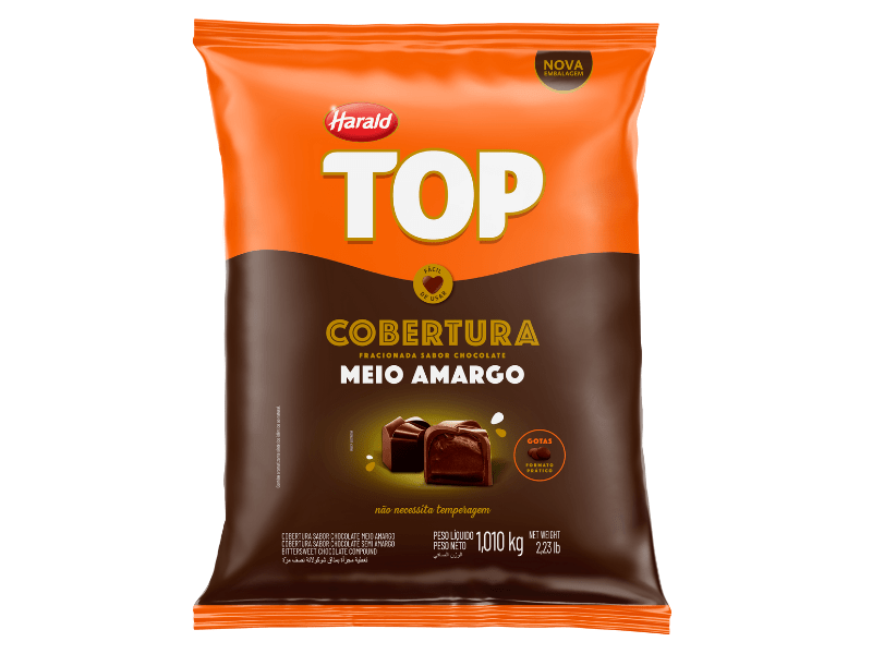 Cobertura Harald Top Gotas Chocolate Meio Amargo 1,010kg