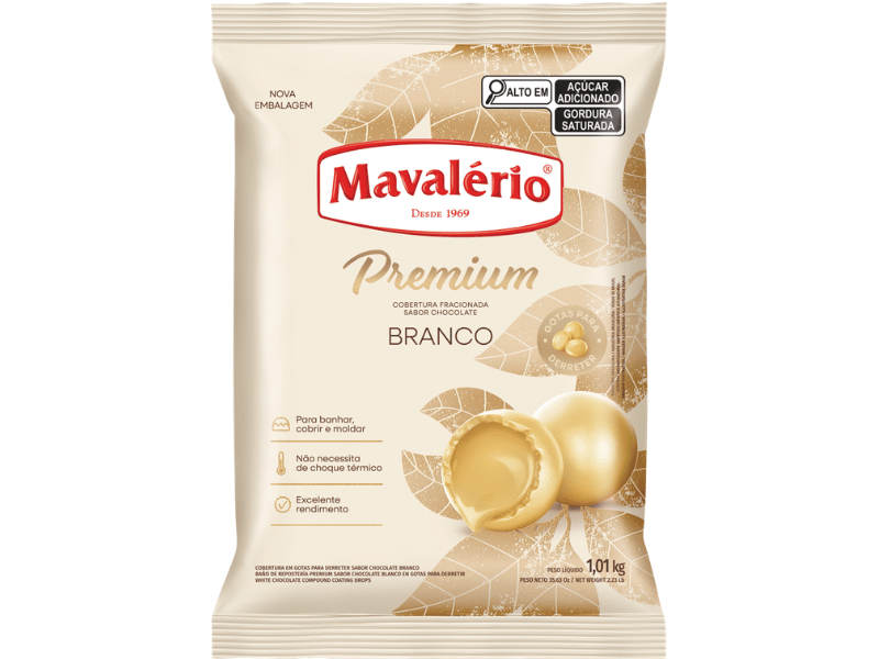 Cobertura Mavalério Gotas Chocolate Branco 1,01kg