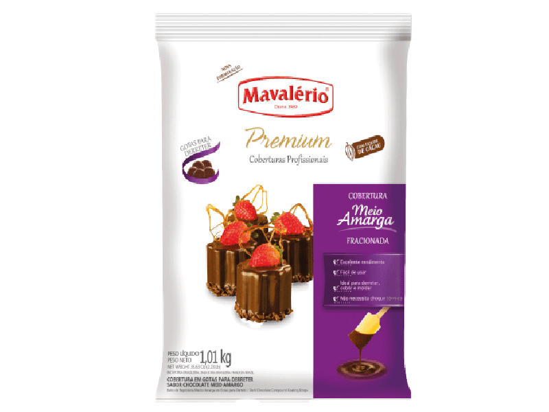 Cobertura Mavalério Gotas Chocolate Meio Amargo 1,01kg 