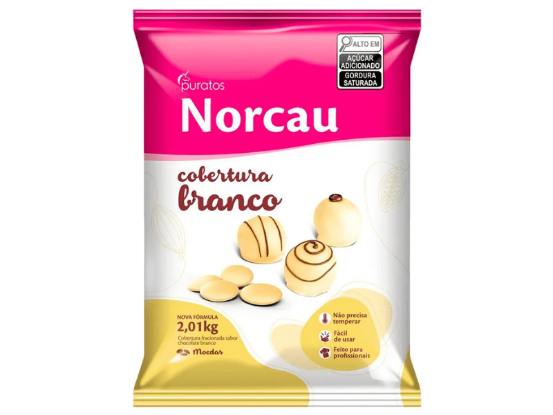 Cobertura Norcau Puratos  Gotas Chocolate Branco 2,01kg 