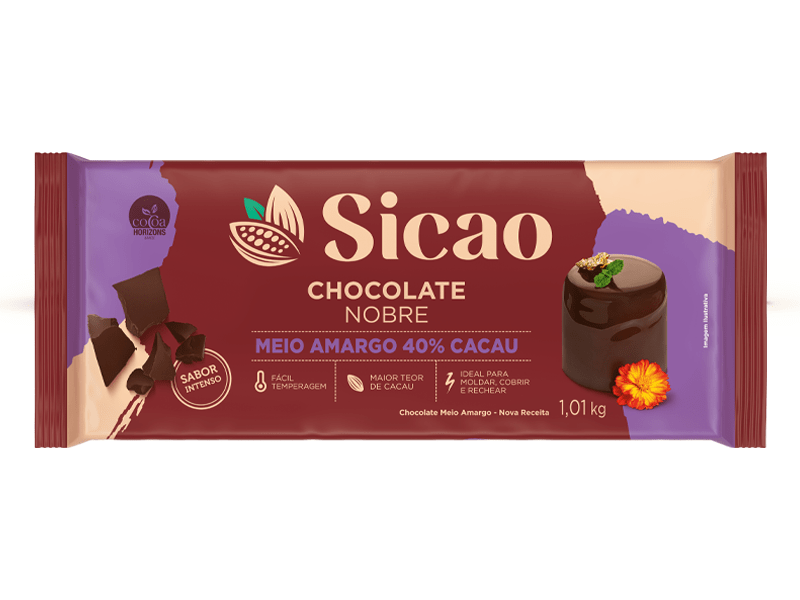Chocolate Sicao Nobre Meio Amargo 40% 1,01kg 