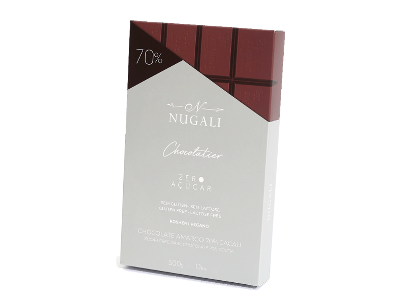 Chocolate Nugali Vegano Amargo Zero Açúcar 70% 500g