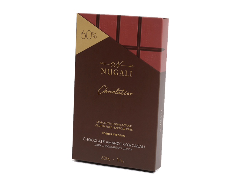 Chocolate Nugali Vegano Amargo 60% 500g 