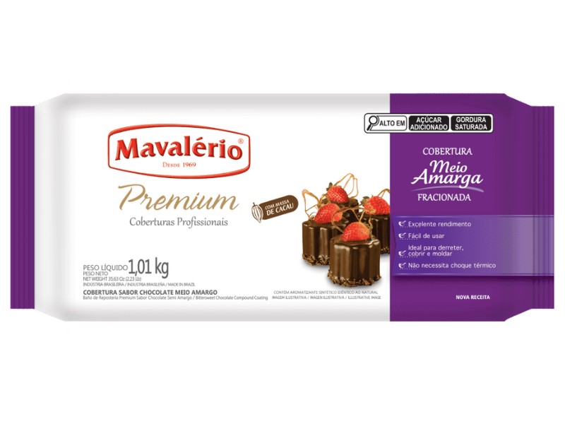 Cobertura Mavalério Premium Chocolate Meio Amargo 1,01kg
