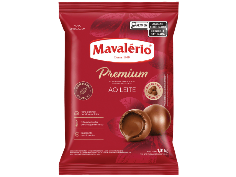 Cobertura Mavalério Premium Gotas Chocolate ao Leite 1,01kg