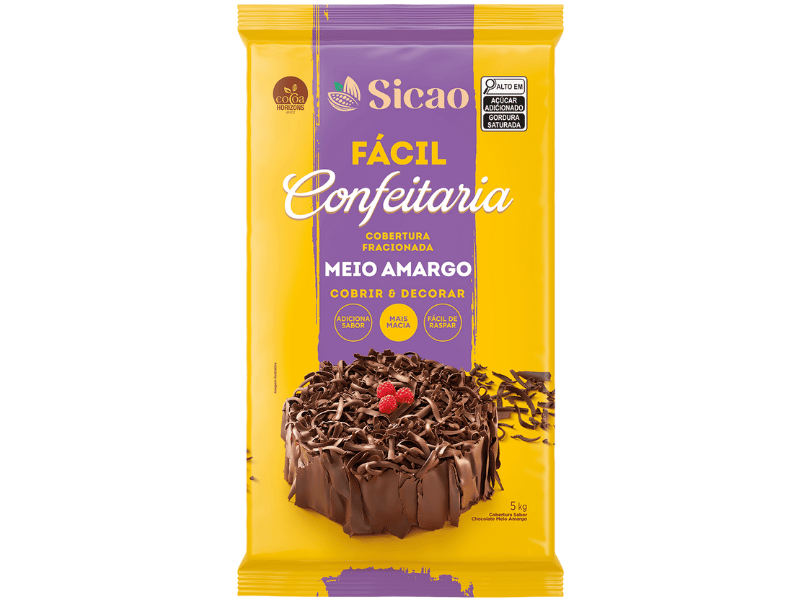 Cobertura Sicao Fácil Barra Chocolate Meio Amargo 5kg